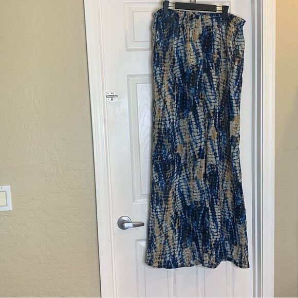 Boohoo Plus Tie Dye Beach Trouser Blue Size 16 - Picture 4 of 10